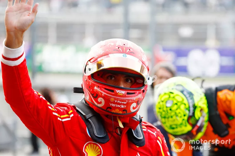 Carlos Sainz, Scuderia Ferrari, en pole position au Parc Ferme