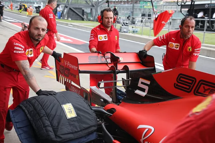 Detalle del alerón trasero de Sebastian Vettel, Ferrari SF9