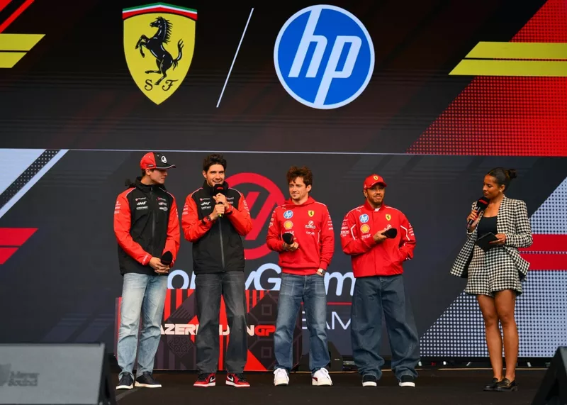 Charles Leclerc, Ferrari, Lewis Hamilton, Ferrari, Esteban Ocon, Haas F1 Team, Oliver Bearman, Haas F1 Team