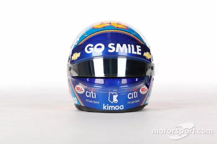 El casco de Alonso para la Indy 500 2019, con 'Go Smile' en la visera