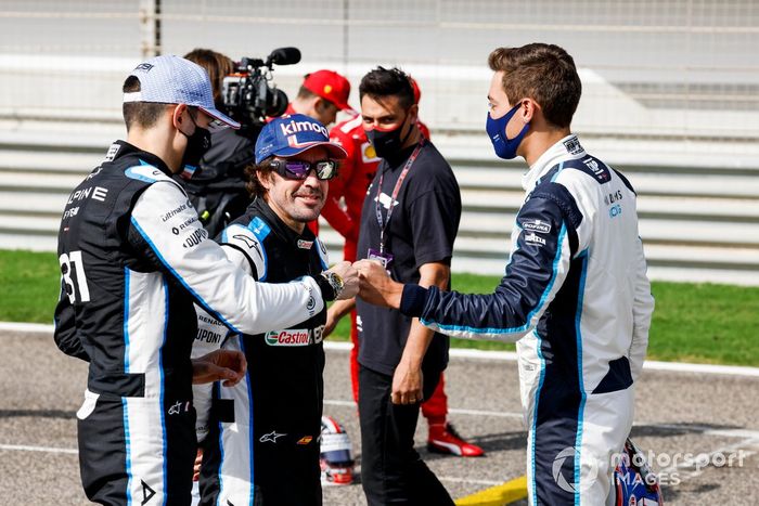 Esteban Ocon, Alpine F1, Fernando Alonso, Alpine F1 y George Russell, Williams 