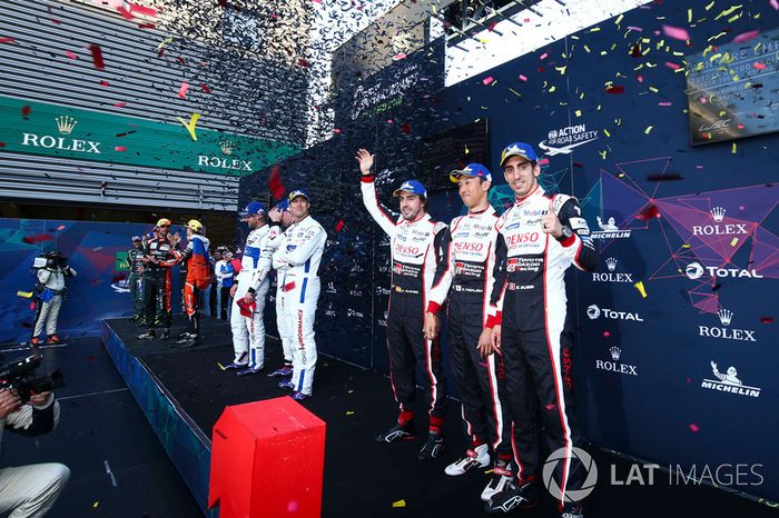 Ganadores, Fernando Alonso, Kazuki Nakajima, Sébastien Buemi, Toyota Gazoo Racing