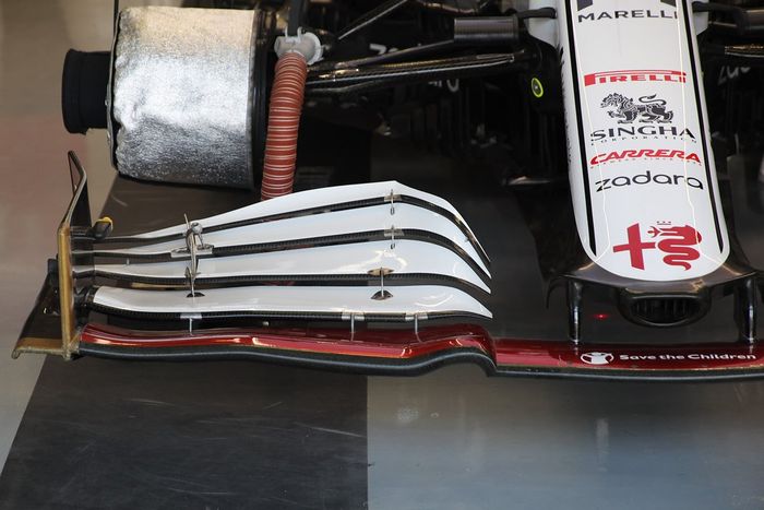 Detalle del alerón delantero del Alfa Romeo C41