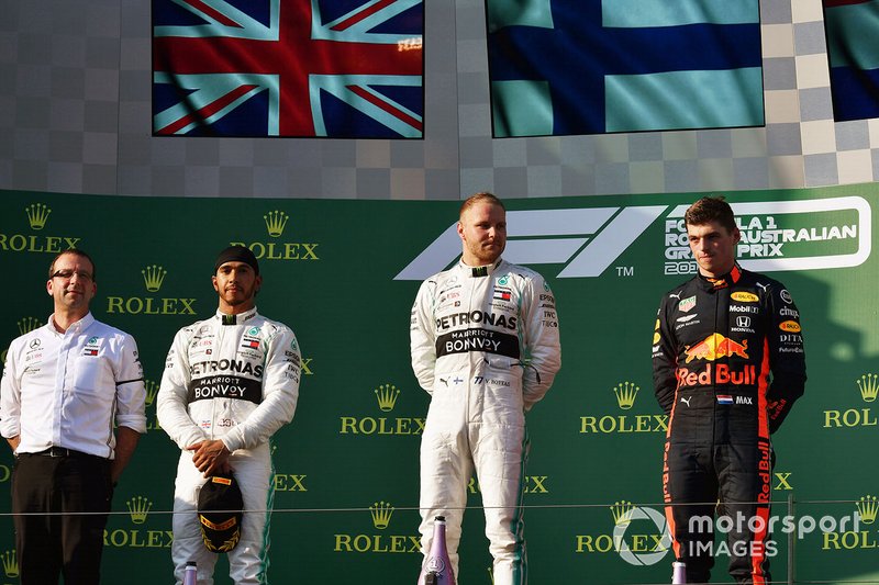 2019: 1. Valtteri Bottas, 2. Lewis Hamilton, 3. Max Verstappen