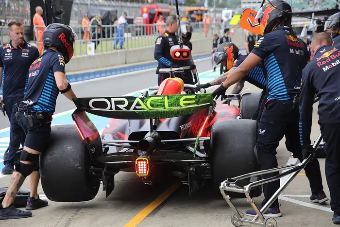 Red Bull Racing RB20 con pintura flow-vis 