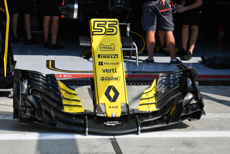 Nez et aileron avant de la Renault Sport F1 Team RS 18