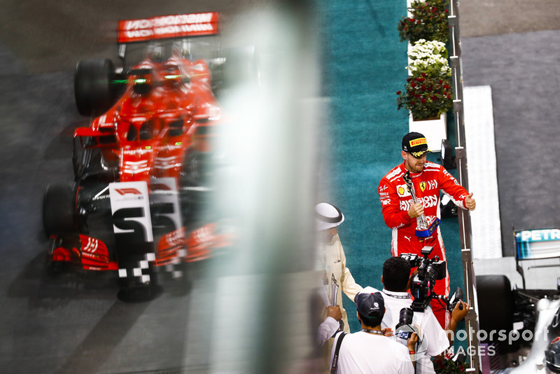 Podio: segundo lugar Sebastian Vettel, Ferrari