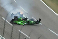 Conor Daly, Dale Coyne Racing Honda en Josef Newgarden, Ed Carpenter Racing Chevrolet, crash