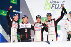 Podium LMP1: race winners #6 Toyota Racing Toyota TS050 Hybrid: Stéphane Sarrazin, Mike Conway, Kamui Kobayashi