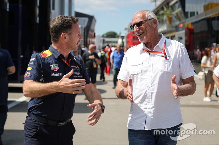 Christian Horner, jefe de equipo de carreras de Red Bull y Dietrich Mateschitz, CEO y fundador de Re