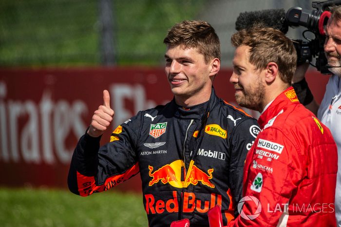 Max Verstappen, Red Bull Racing y Sebastian Vettel, Ferrari