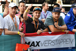 Max Verstappen, Red Bull Racing fans and banner