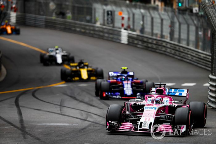 Sergio Perez, Force India VJM11, Pierre Gasly, Toro Rosso STR13, Nico Hulkenberg, Renault Sport F1 Team R.S. 18, y Sergey Sirotkin, Williams FW41