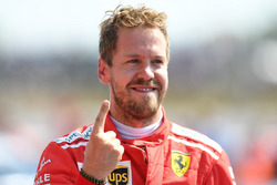 Race winner Sebastian Vettel, Ferrari SF71H, celebrates in Parc Ferme
