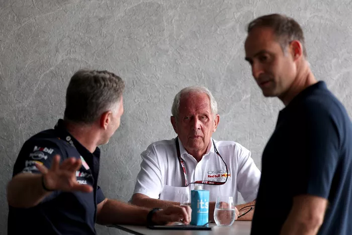 Oliver Mintzlaff, Managing director Red Bull GmbH, Christian Horner, Team Principal, Red Bull Racing, Dr. Helmut Marko, Consultant, Red Bull Racing