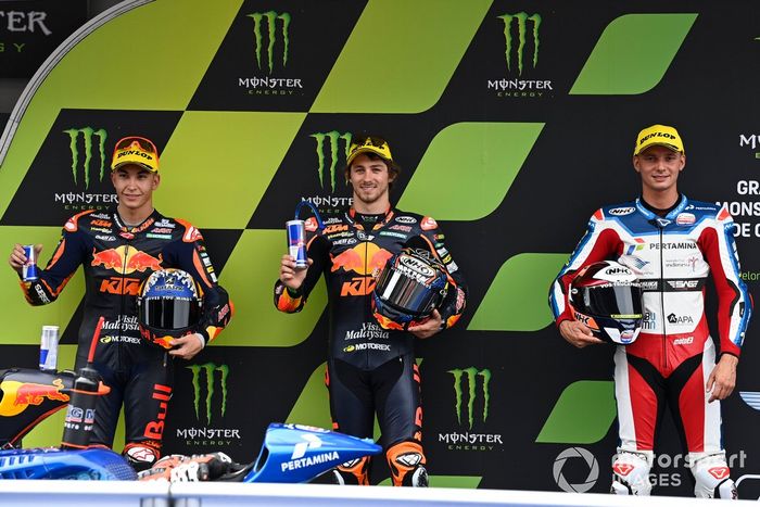 Remy Gardner, Red Bull KTM Ajo, Raul Fernandez, Red Bull KTM Ajo, Bo Bendsneyder, Pertamina Mandalika SAG Team