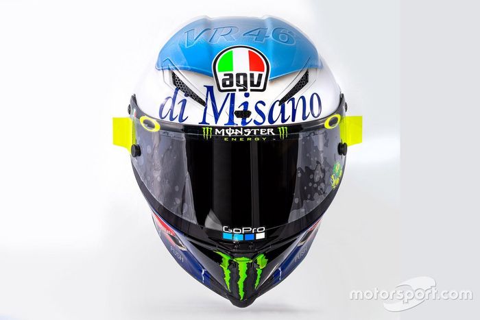 El casco especial de Valentino Rossi, Yamaha Factory Racing, para el GP de San Marino 2020