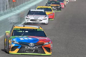 Kyle Busch, Joe Gibbs Racing, Toyota Camry M&M's, Brad Keselowski, Team Penske, Ford Fusion Discount Tire, Joey Logano, Team Penske, Ford Fusion Shell Pennzoil