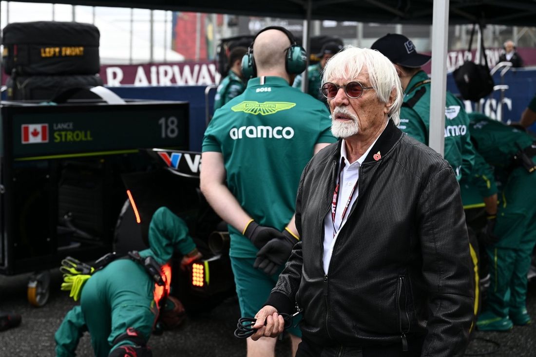 Bernie Ecclestone looks on on the grid