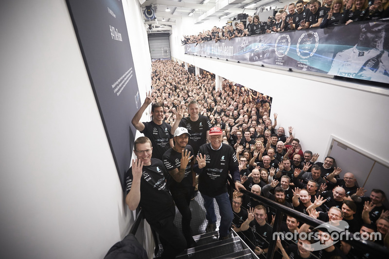 Lewis Hamilton, Mercedes AMG F1, Niki Lauda, voorzitter Mercedes AMG F1, Toto Wolff, directeur Merce