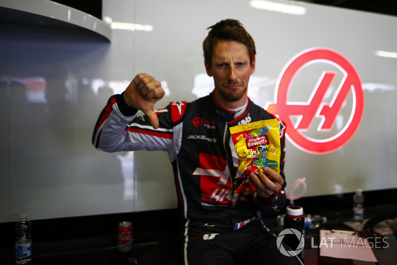 Romain Grosjean, Haas F1 Team, expresses a view on Jelly Babies