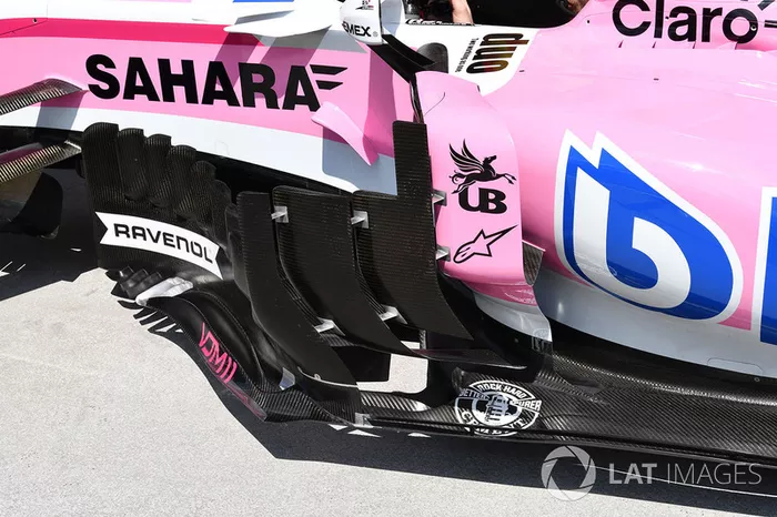 Detalle de los bargeboards del Force India VJM11