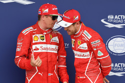 Kimi Raikkonen, Ferrari and Sebastian Vettel, Ferrari celebrate in parc ferme