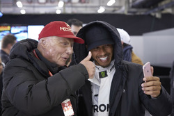 Niki Lauda, Non-Executive Chairman, Mercedes AMG, and Lewis Hamilton, Mercedes AMG