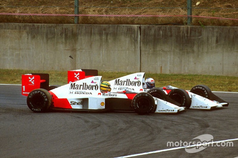 A batida de Ayrton Senna e Alain Prost na volta 46