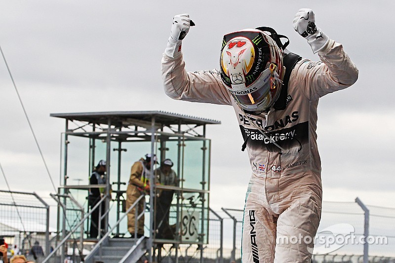 Race winner and World Champion Lewis Hamilton, Mercedes AMG F1 celebrates in parc ferme