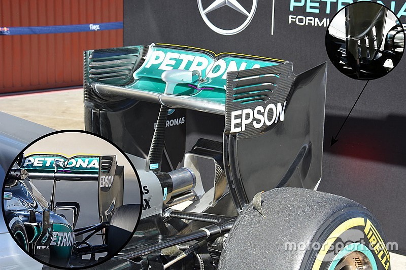 Mercedes AMG F1 W07 rear wing detail