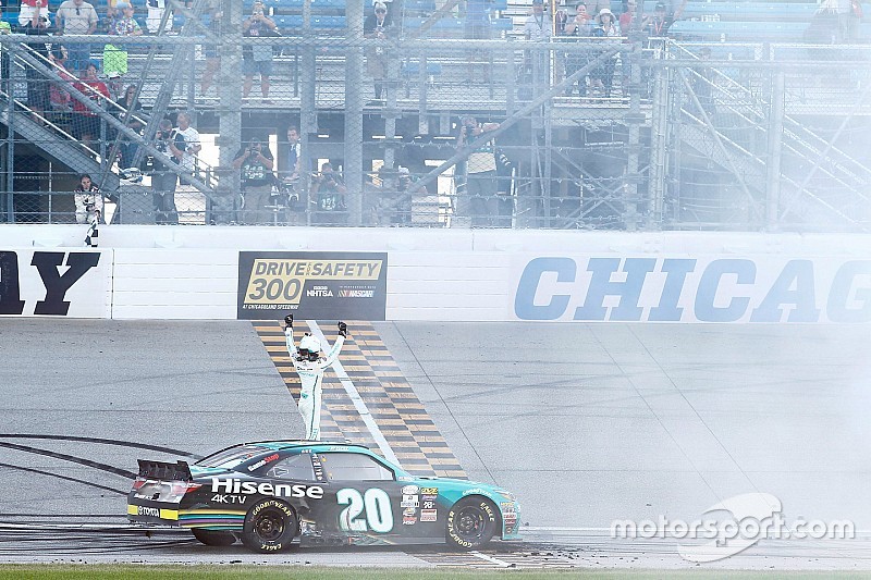 Race winner Erik Jones, Joe Gibbs Racing Toyota