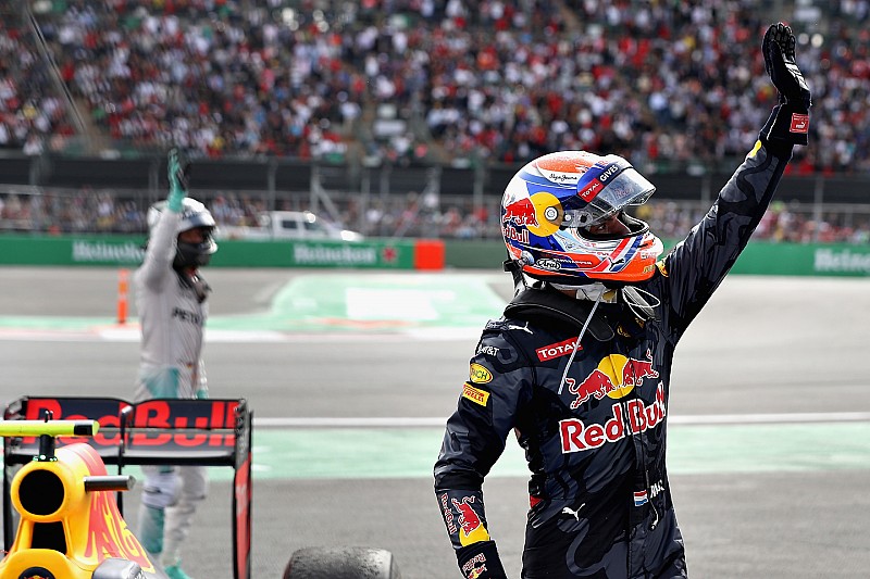 Max Verstappen, Red Bull Racing waves to the crowd in parc ferme