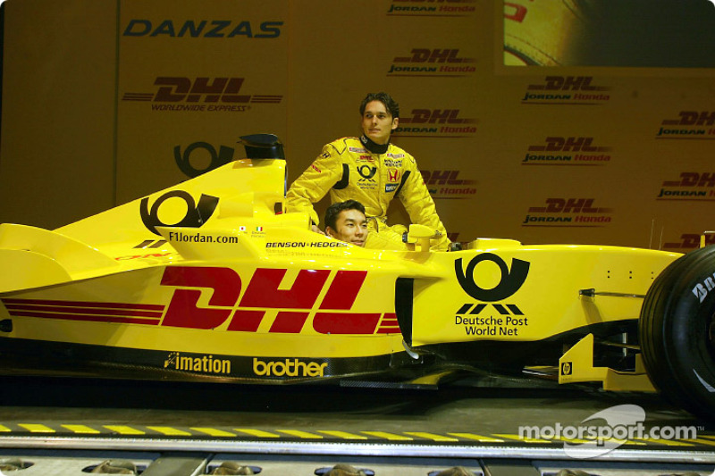 Takuma Sato y Giancarlo Fisichella con el nuevo Jordan Honda EJ12