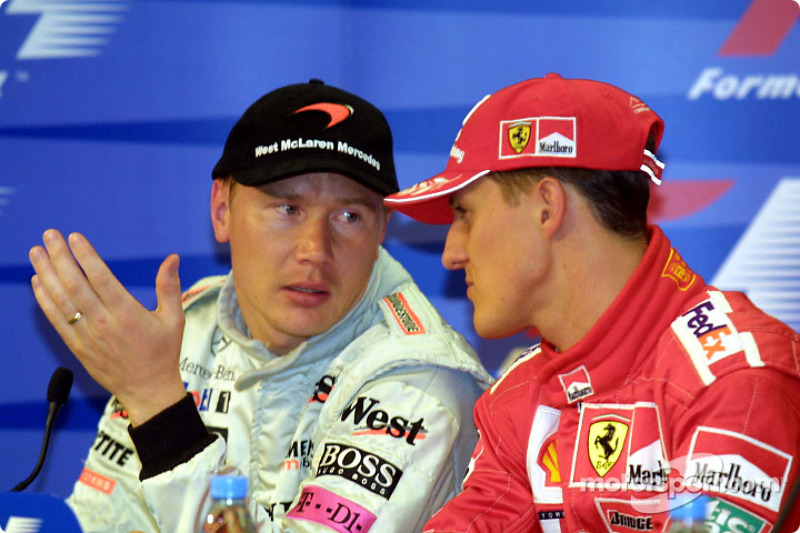 Mika Häkkinen, McLaren; Michael Schumacher, Ferrari