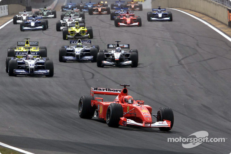 The start: Michael Schumacher leading the way