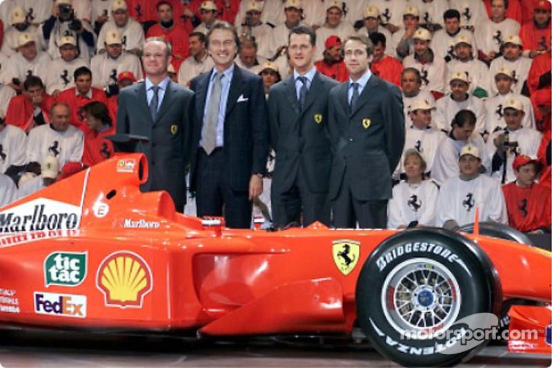 Rubens Barrichello, Luca di Montezemolo, Michael Schumacher ve Luca Badoer