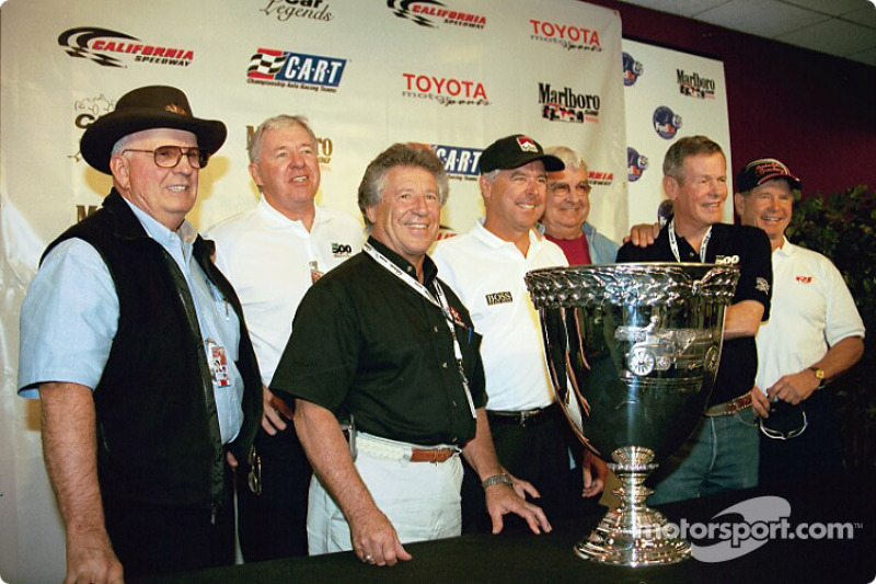 Champ car legends: Wally Dallenbach, Tom Sneva, Mario Andretti, Rick Mears, Joe Leonard, Bobby Unser and Parnelli Jones
