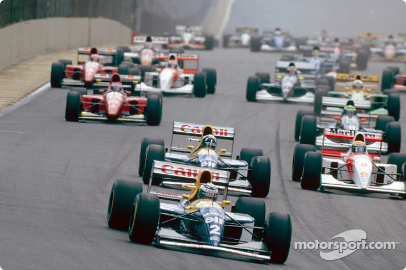 La salida: Alain Prost, Damon Hill y Ayrton Senna