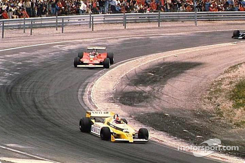 Jean-Pierre Jabouille in front of Gilles Villeneuve