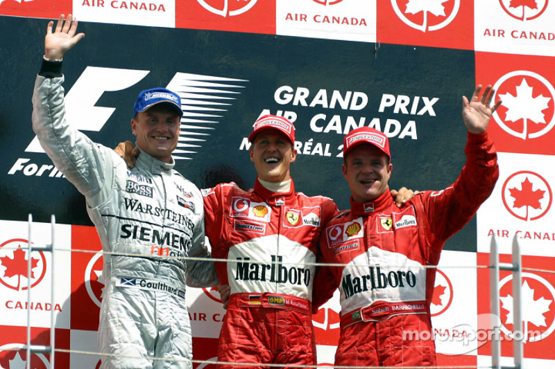 2002 - 1. Michael Schumacher, 2. David Coulthard, 3. Rubens Barrichello