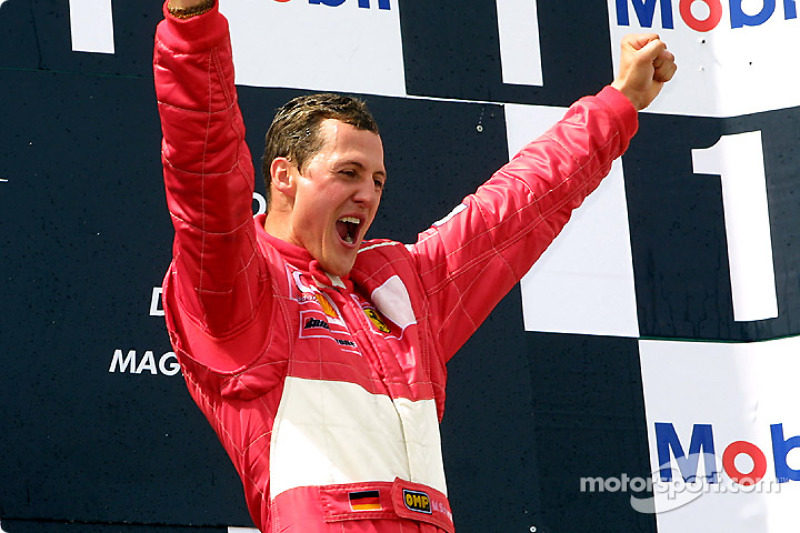 The podium: race winner and five-time World Champion Michael Schumacher