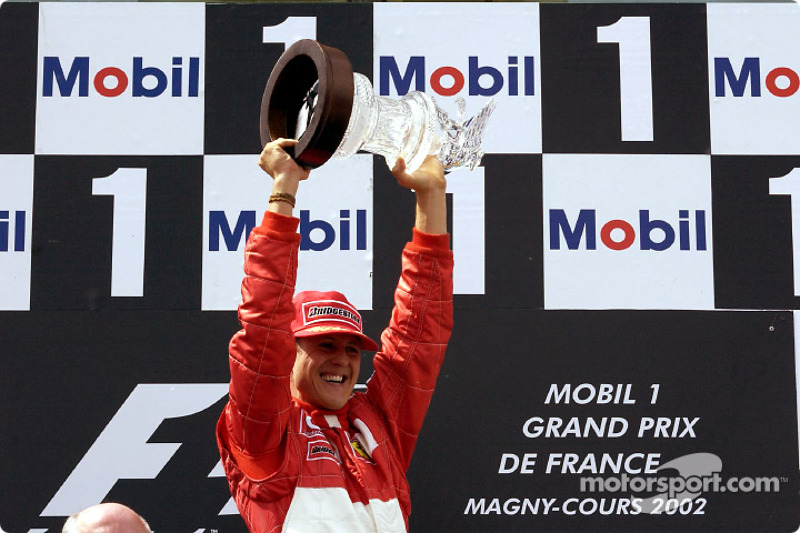 The podium: race winner and five-time World Champion Michael Schumacher