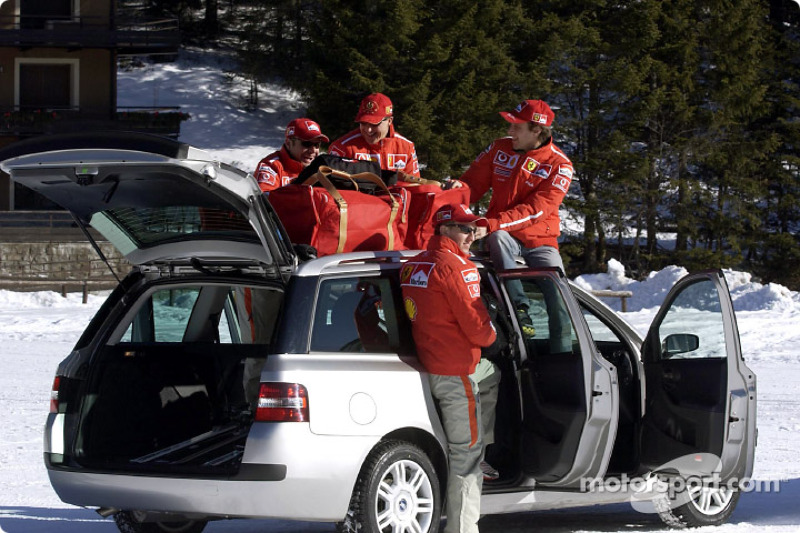 Rubens Barrichello, Luciano Burti, Michael Schumacher and Luca Badoer