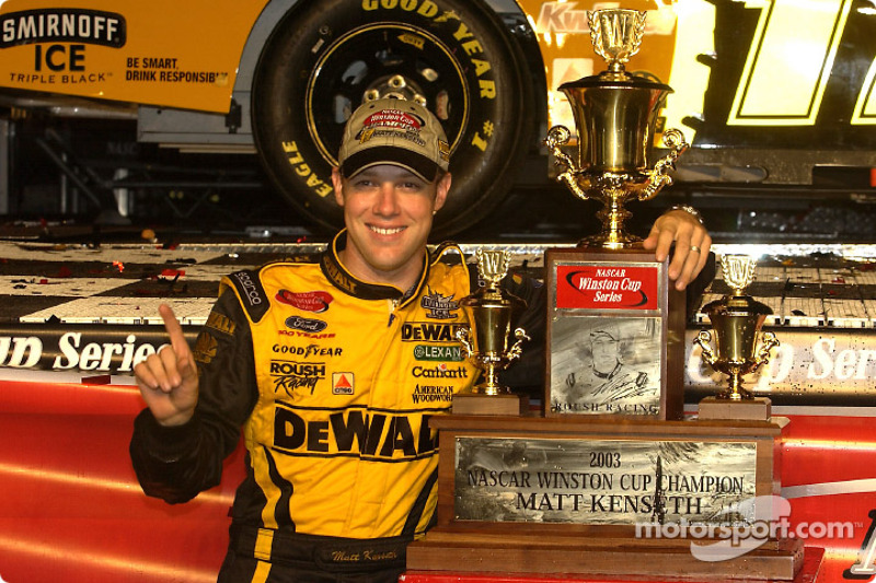 Matt Kenseth and the final Winston Cup championship trophy