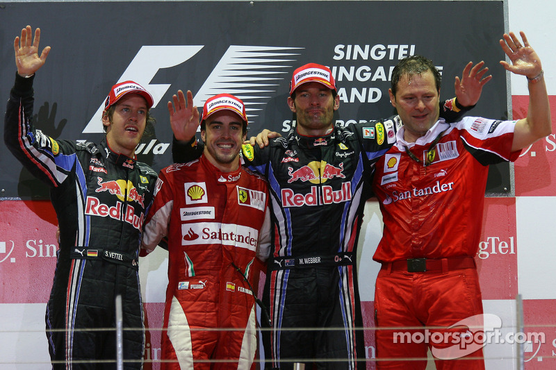 2010 : 1. Fernando Alonso, 2. Sebastian Vettel, 3. Mark Webber