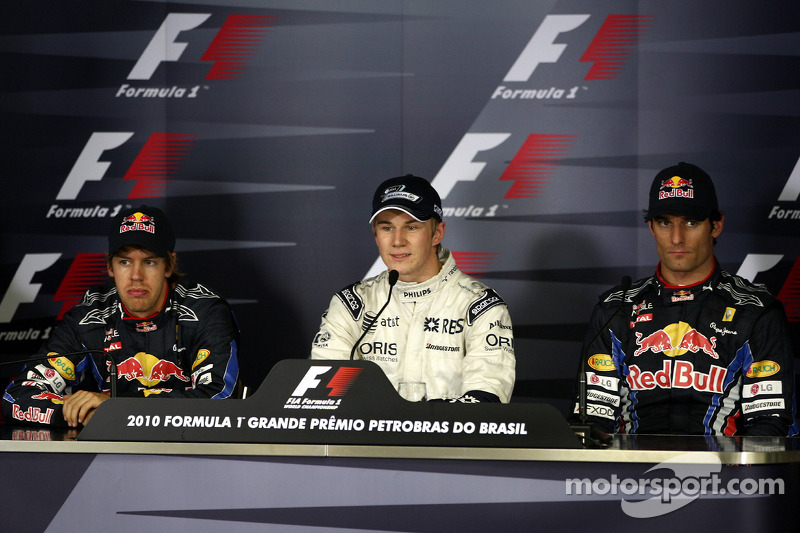 Прес-конференція: володар поулу Ніко Хюлькенберг, Williams F1 Team, друге місце Себастьян Феттель, Red Bull Racing та третє місце Марк Веббер, Red Bull Racing