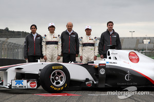 Monisha Kaltenborn, Managing director Sauber F1 Team, Sergio Perez, Sauber F1 Team, Peter Sauber, Sauber F1 Team, Team Principal, Kamui Kobayashi, Sauber F1 Team, James Key, Technical Director, Sauber F1 Team