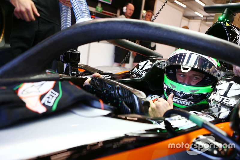 Nico Hulkenberg, Sahara Force India F1 VJM09 con la cubierta de la cabina Halo