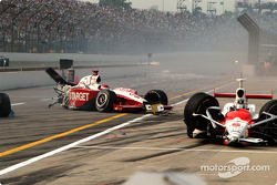 Darren Manning and Sam Hornish Jr. crash on pit road